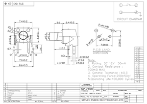 TC-00100A sağ açı dokunsal anahtarı THT delik basma düğmesi anahtarları - Product Image 3