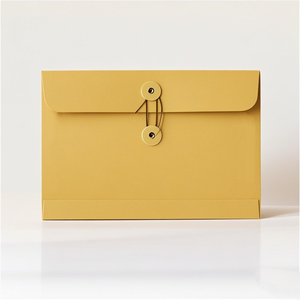 A5 und A4 Custom Fancy Design Schwarz Braun Weiß Kraft papier Knopf verschluss Umschlag mit Schnur - Product Image 3