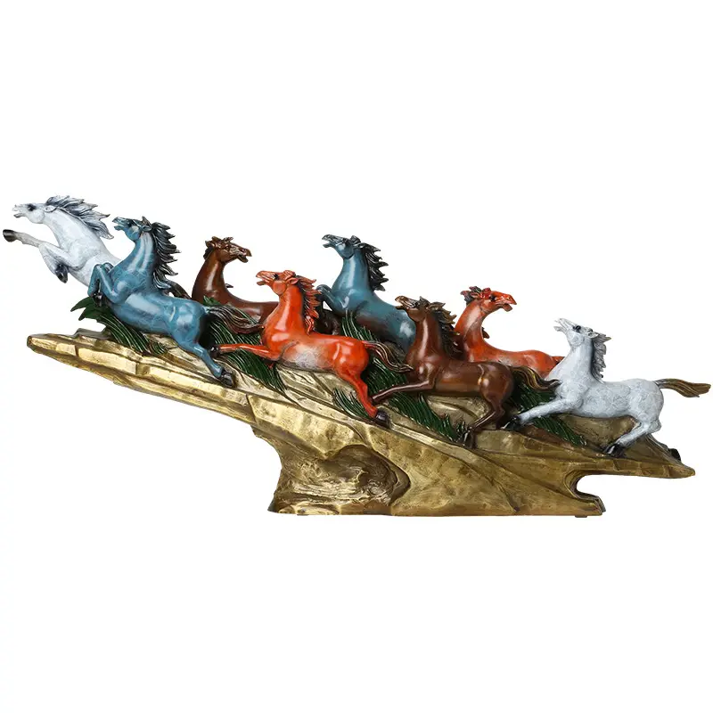 Dropship regalos empresariales de latón de Feng Shui 8 corriendo caballos estatua