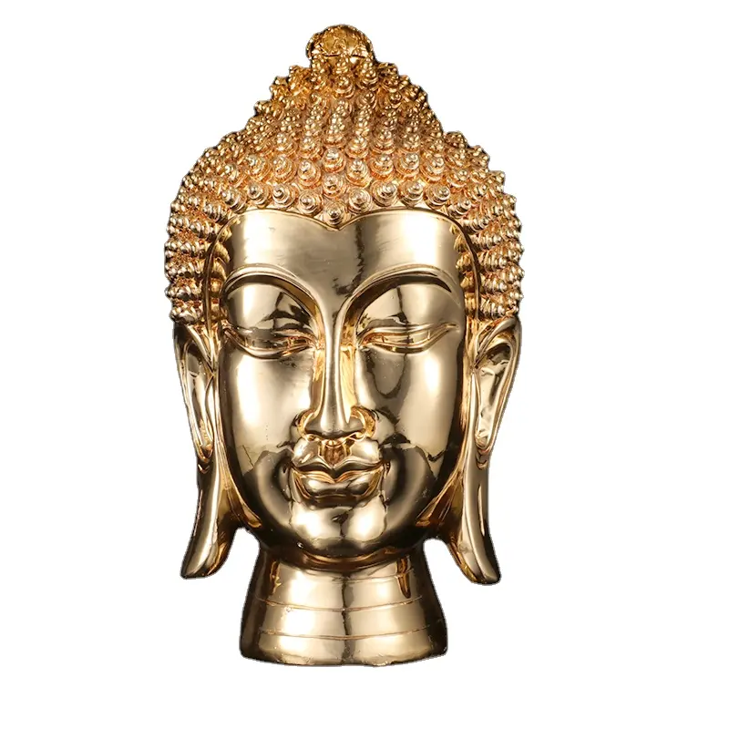 China Factory Supplies High Quality Diy Resin Statue Craft gold and silver Buddha head