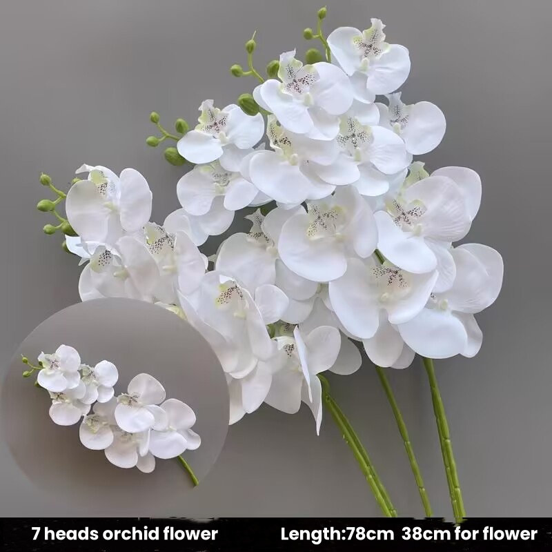 17# Fleur d'orchidée 7 têtes/blanc