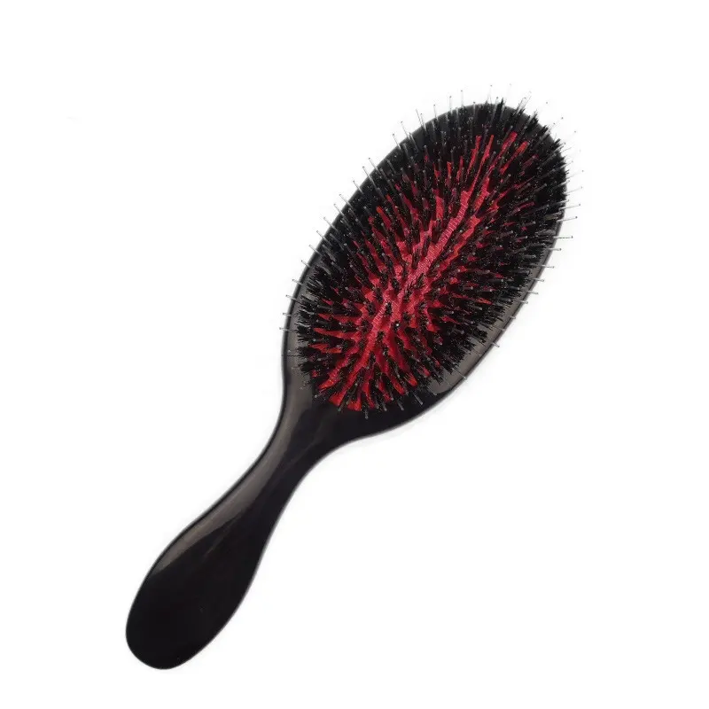 Cepillo de pelo personalizado con cerdas de jabalí, suave, de alta calidad, con mango de etiqueta privada