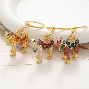 Crazy Camel Keychain Crystal Rhinestone <strong>Key</strong> Chains Cute Camel Figurine Animal Keychain Cute Lady Jewelry Pendant Alpaca Keychain