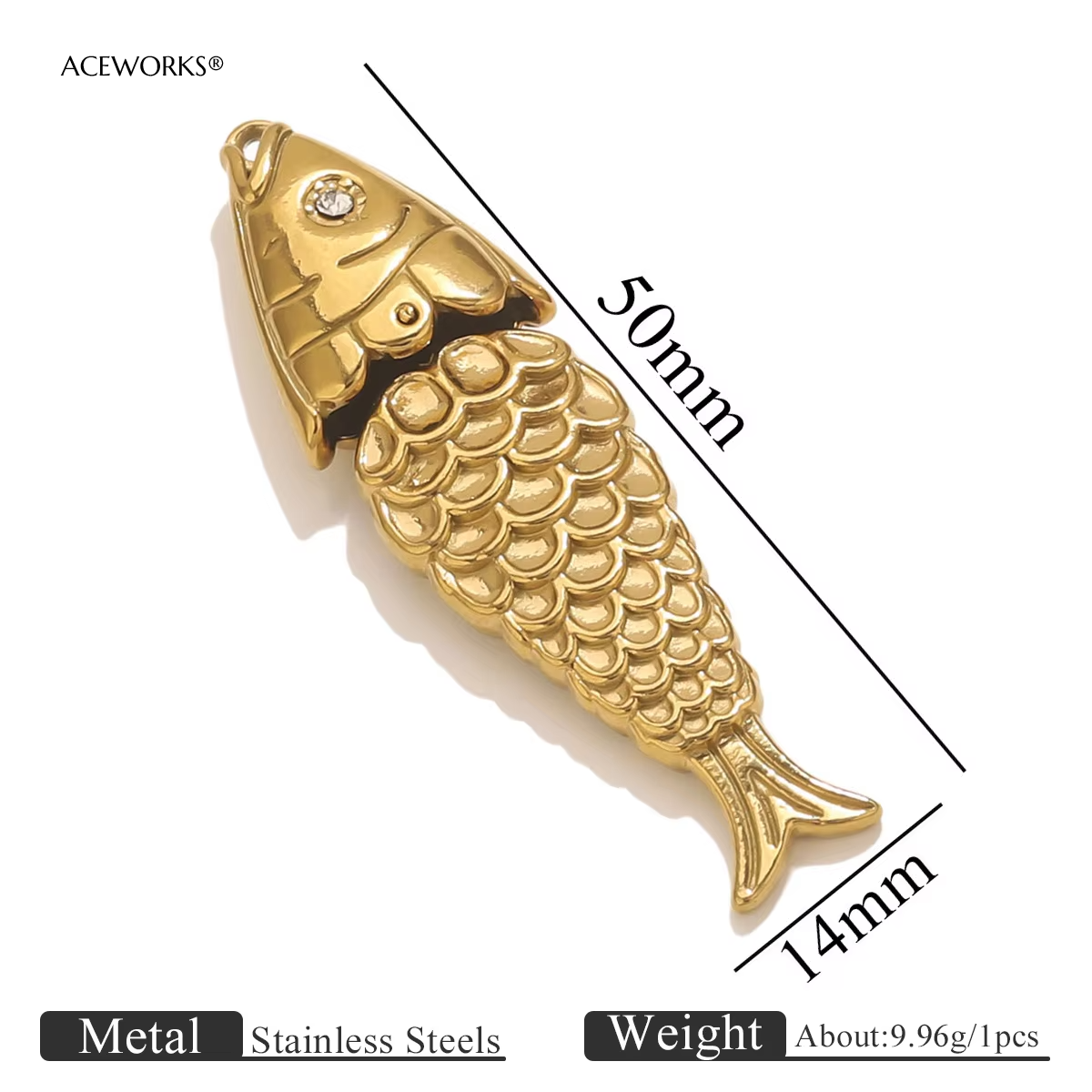 Movable fish white=1PCS-Gold