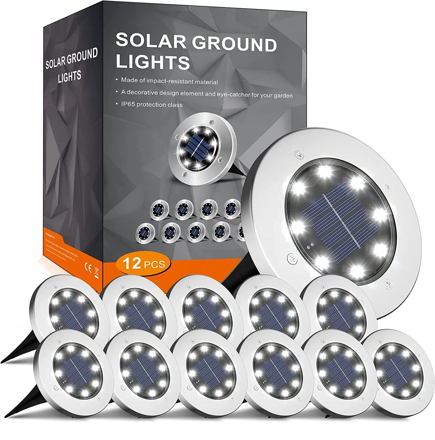 스테인리스 8 LED Ip65 지상 태양 지상 빛에 있는 정원을 위한 방수 디스크 갑판 빛 태양 지상 빛