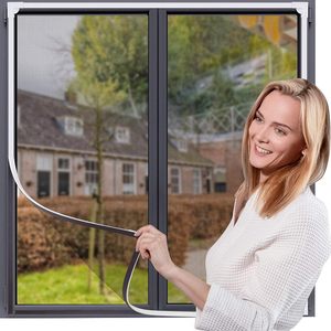 Magnetic <strong>Window</strong> Screen Adjustable DIY <strong>Window</strong> <strong>Net</strong> Fiberglass Mesh Protector White Screen <strong>Window</strong> Frames With Grey Mesh - Product Image 1