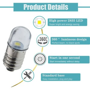 <strong>E10</strong> Screw <strong>LED</strong> Bulb 2835 1SMD <strong>LED</strong> Device Indicator Flashlight Bulb 3V 6V <strong>12V</strong> <strong>LED</strong> Flashlight Replacement Bulb Torches - Product Image 3