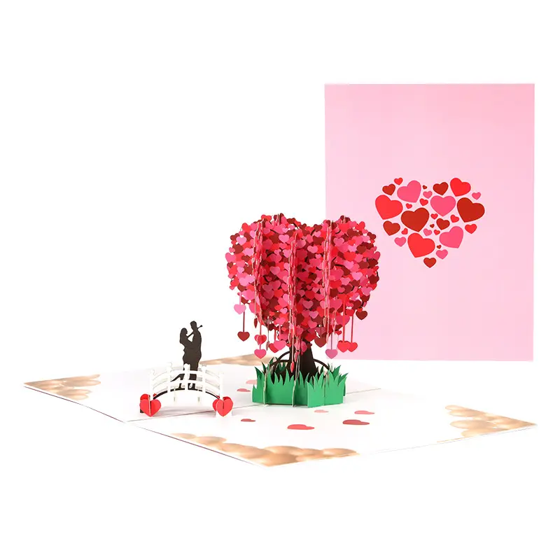 Nuova coppia di Design sotto il cuore carte albero fatto a mano matrimonio stampa personalizzata 3d Pop-Up biglietto di auguri di san valentino