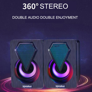Mini altavoces portátiles de plástico USB 2,0 con cable PC altavoz Audio con 7 colores de luz LED para ordenador de escritorio PC altavoces - Product Image 4