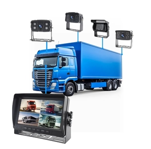 BSD <strong>Monitor</strong> Security Backup Camera System 4-channel Camara Quad Screen Blind Spot Motion 360 View DC12V for Car Reverse Aid