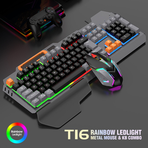Teclas de tres colores Teclado de membrana de 104 teclas Teclado con cable luminoso con reposamanos magnético ergonómico - Product Image 4