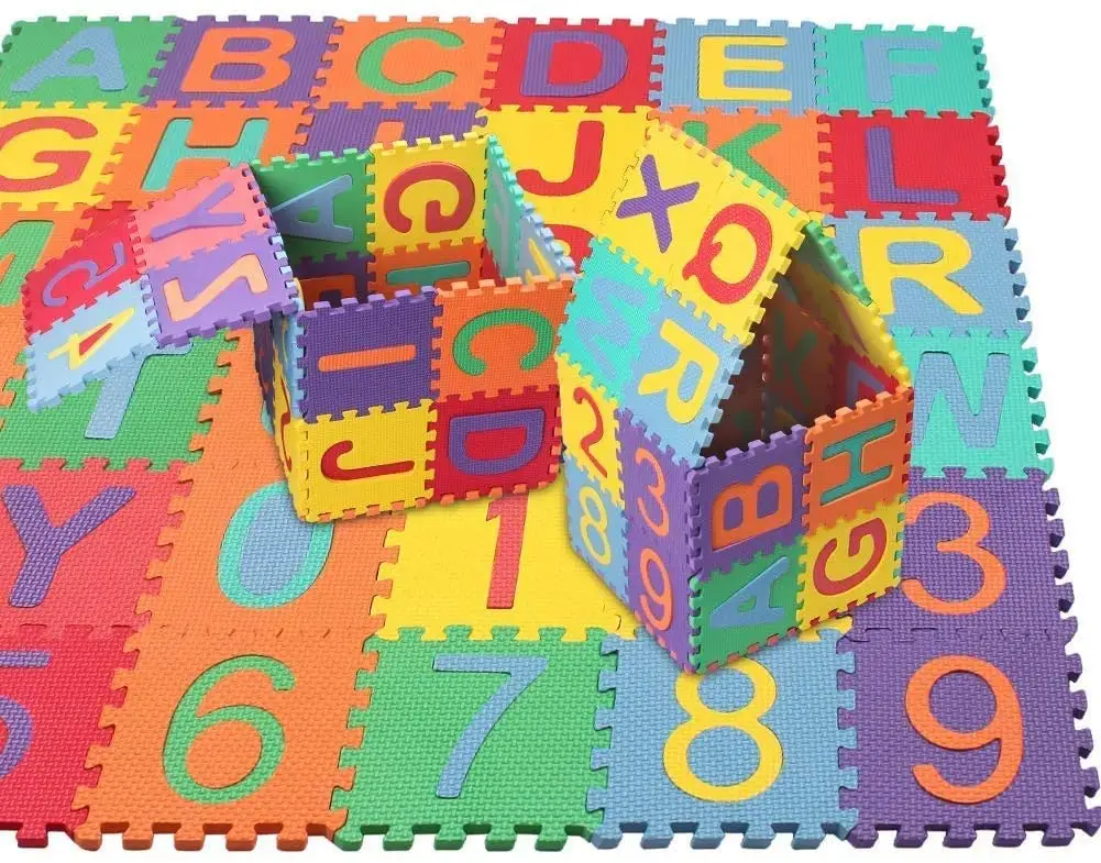 Stuoie molli del gioco di Puzzle della lettera di ABC della stuoia 123 del tappeto del Puzzle della schiuma di Eva dei bambini del bambino di numero di alfabeto su ordinazione 36Pcs