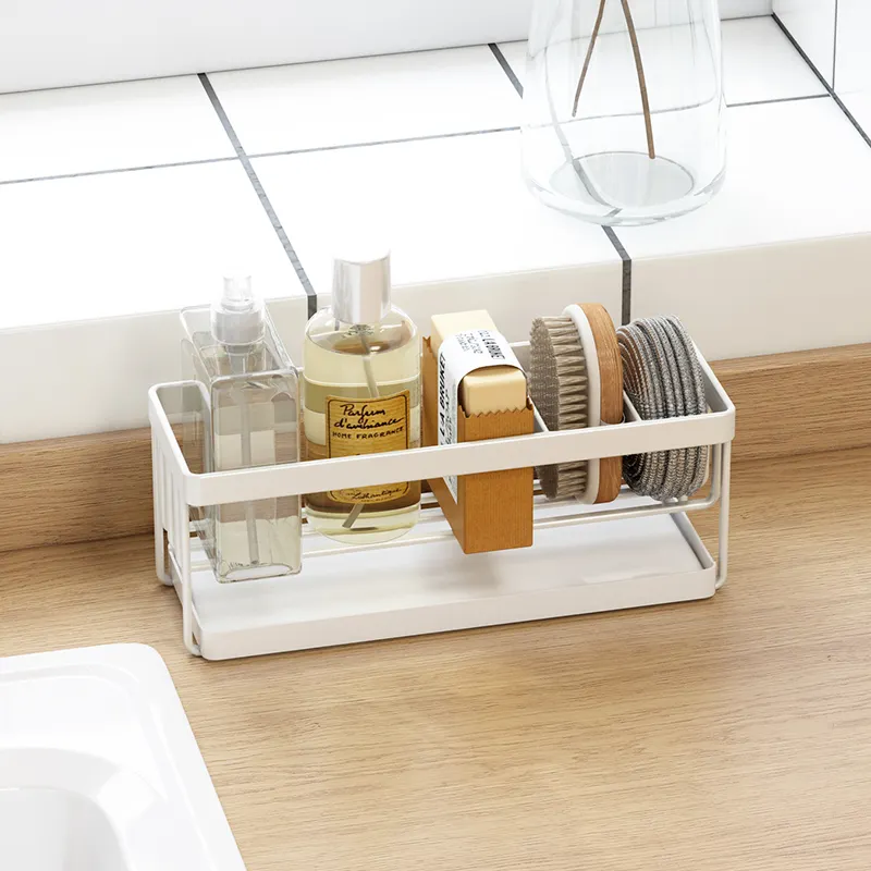 Кухонная и настольная корзина для слива в японском стиле, белый стеллаж для раковины, губки, столовых приборов, полка для хранения в ванной комнате
