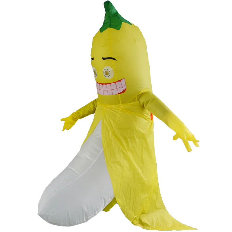 Fantasia de banana inflável para festa cosplay tamanho adulto unissex, mascote divertida para homens e mulheres