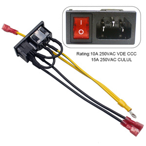 3ขา IEC60320 C14โมดูลปลั๊ก10A ฟิวส์สวิตช์ไฟตัวผู้พร้อมสายไฟ - Product Image 3