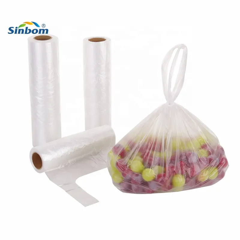 Barato transparente hdpe/hdpe pacote de vedação plana de plástico frutas e vegetais camiseta saco de comida em rolo