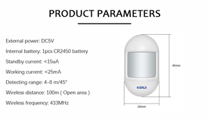 Kerui Venta caliente Mini PIR Sensor de movimiento Alarma 433Mhz Detector de movimiento inalámbrico para una fácil instalación - Product Image 4