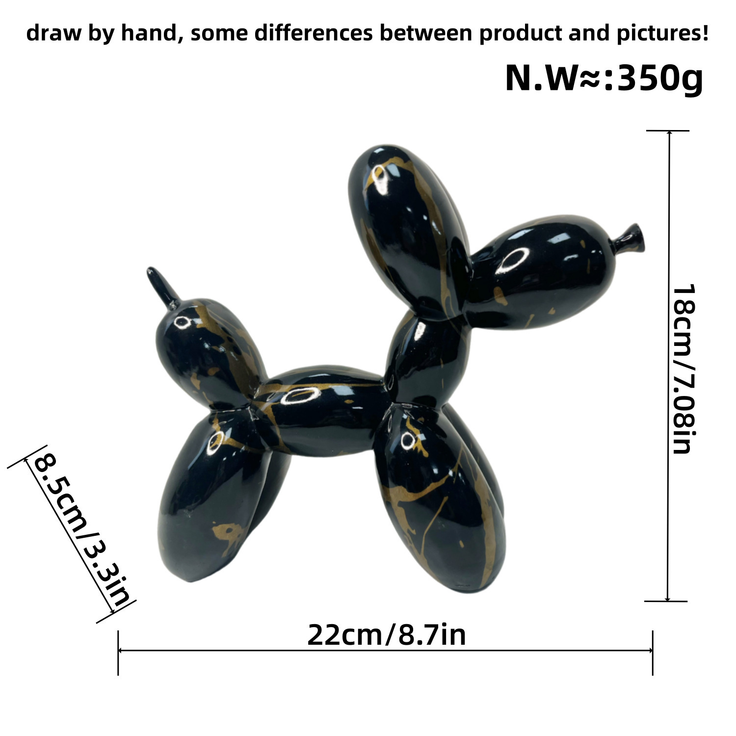 Black and gold balloon dog