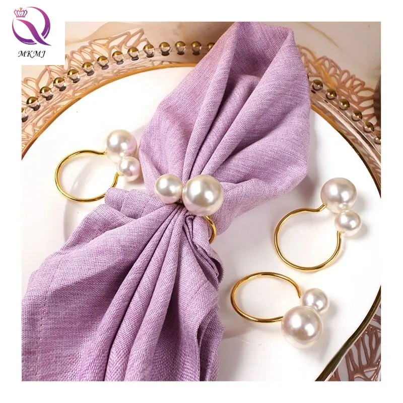 Simple light luxury pearl napkin button wedding restaurant hotel decorative mouth cloth ring