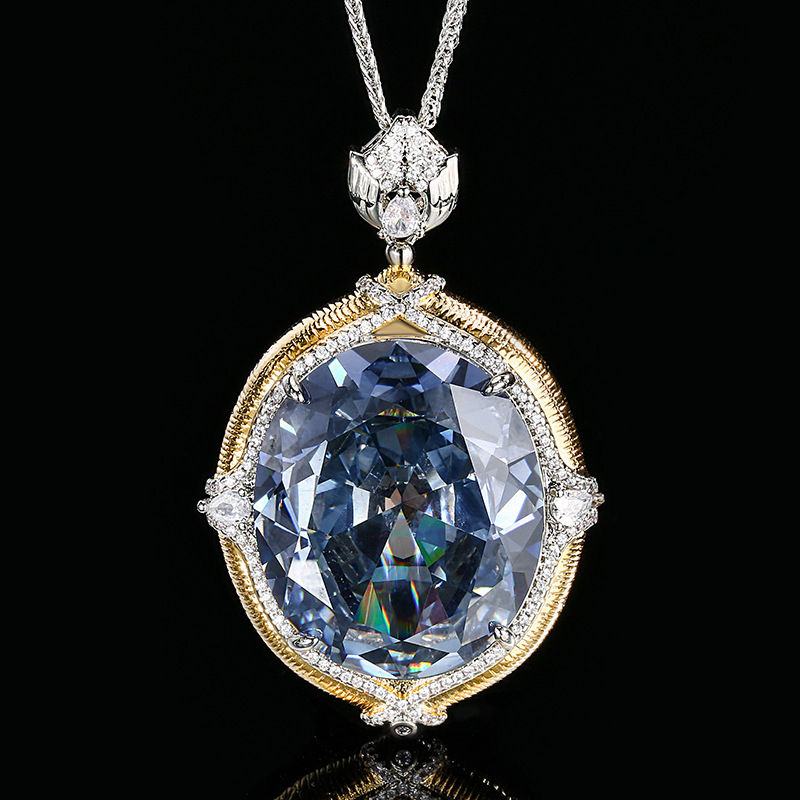 Bird's Nest cut white plated blue belt Chopin chain