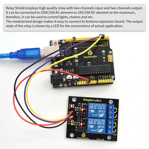 KEYESTUDIO Dual 5v 2-Kanal-Relais-Abschirmplatinenmodul für Arduino für Mikro bit