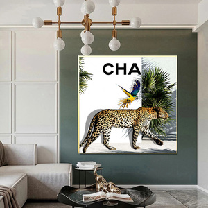 Telas com estampa de leopardo e pássaro, posteres modernos de luxo, imagens de parede e impressão em tela, pintura para decoração de casa e sala de estar