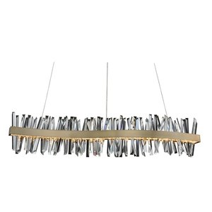 Paslanmaz fırçalanmış altın LED lineer kolye lamba S şekli K9 kristal giyinmiş avize yemek masası - Product Image 2