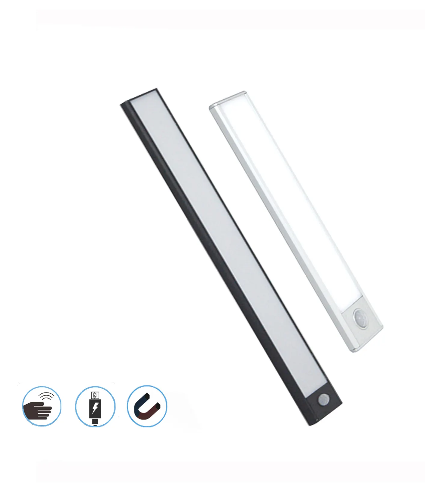 20cm 30cm 40cm 60cm 80cm açık işık USB şarj edilebilir karartma Ultra ince manyetik duvar hareket sensör altında LED dolap ışığı