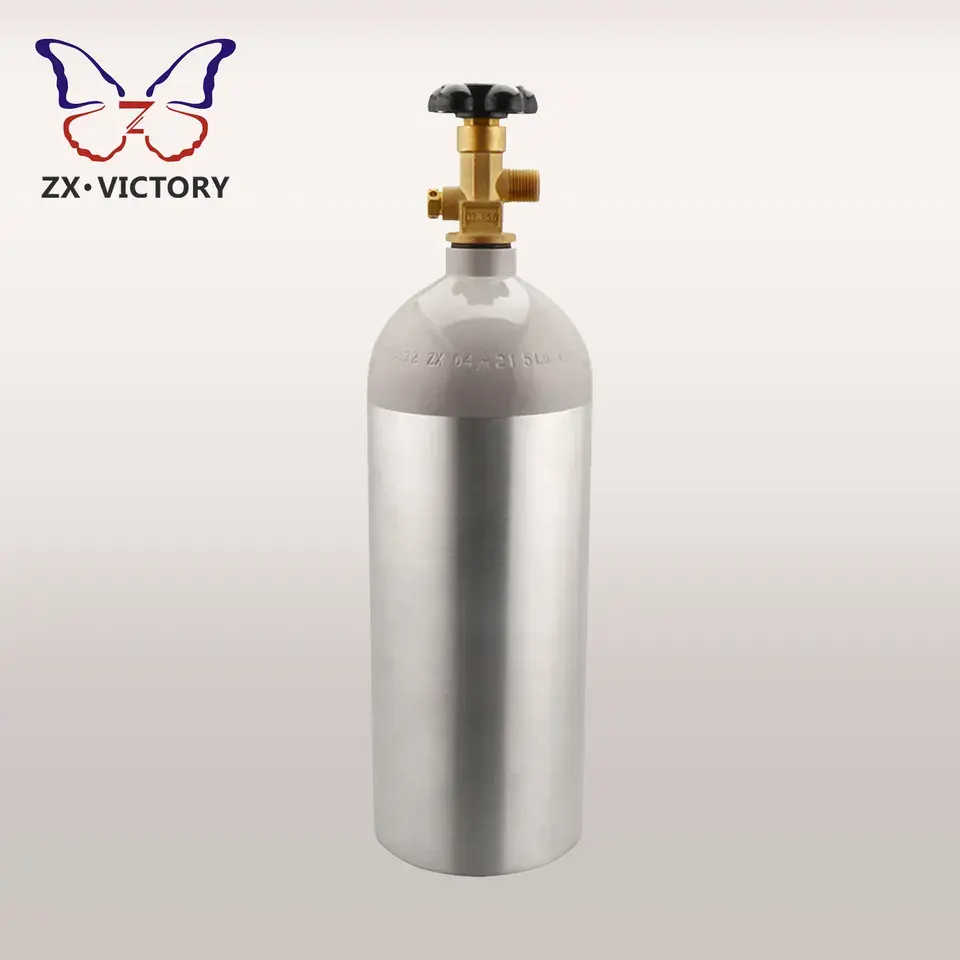 ZX 5lb أسطوانة ألومنيوم CO2 3.4L صمام CGA مع خزان CO2 لمقبض صمام RPV زجاجة خزان CO2 للمشروبات نقطة ISO