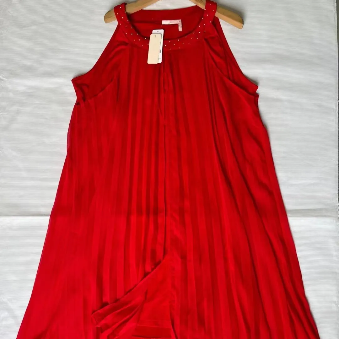 Apparel Stocks Wholesale Drop Shipping Casual Sleeveless Dresses Elegant Pleated A-line Loose Dress