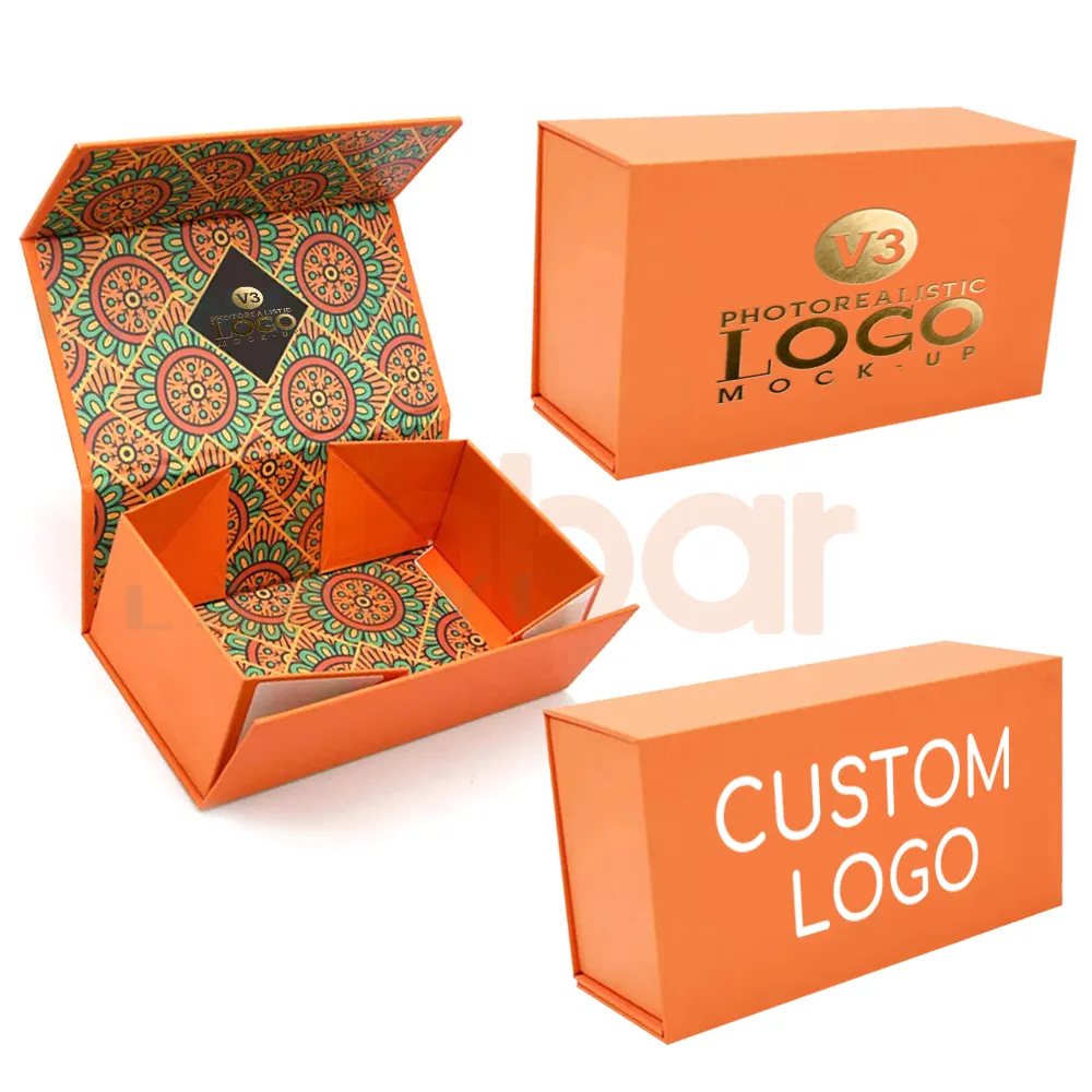 Jinbar Produção cosméticos set box caixas de embalagem para produtos personalizados cada design laranja gift box