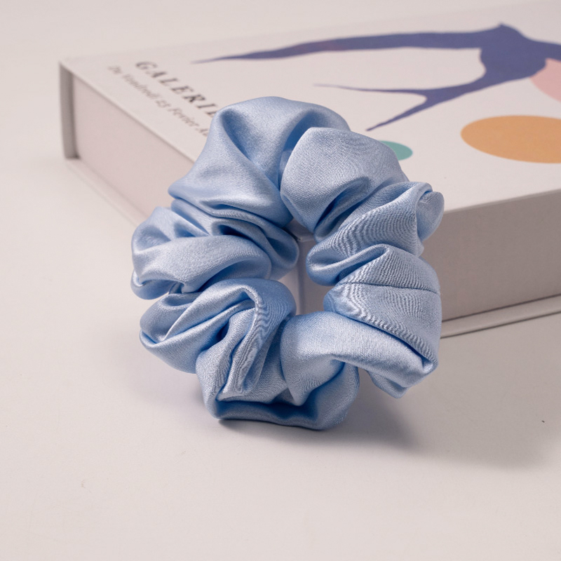 Blue Silk Scrunchie 4cm