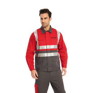 Kırmızı renk iş kombinasyonu rahat ve nefes Hi Vis yansıtıcı iş elbiseleri - Product Image 3