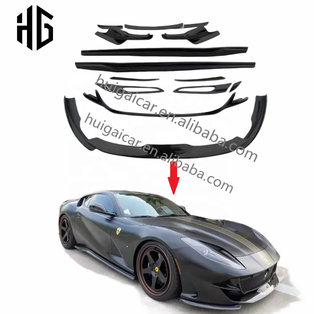 Bumper depan serat karbon gaya N kualitas tinggi bagian spoiler bibir untuk Ferrari 812 superfast CF kit bodi diffuser belakang