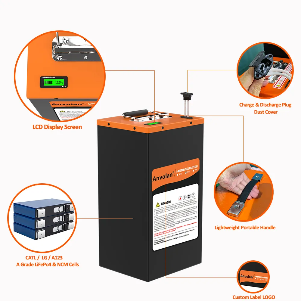 Batterie lithium-ion 48V, 60V, 72V, 70ah, 90ah, 100ah, 120ah, pour cyclomoteur électrique 3000W, moto électrique 48v, 70ah