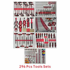 专业钢7抽屉滚动工具箱296件套红黑工作台推车，带定制OEM支持 - Product Image 2