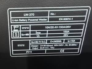 SOMIMO LESTAR LW370 Rechargeable Battery <strong>Welder</strong> with Battery Capacity 2407wh Max 200 Amp Tig <strong>Welder</strong>