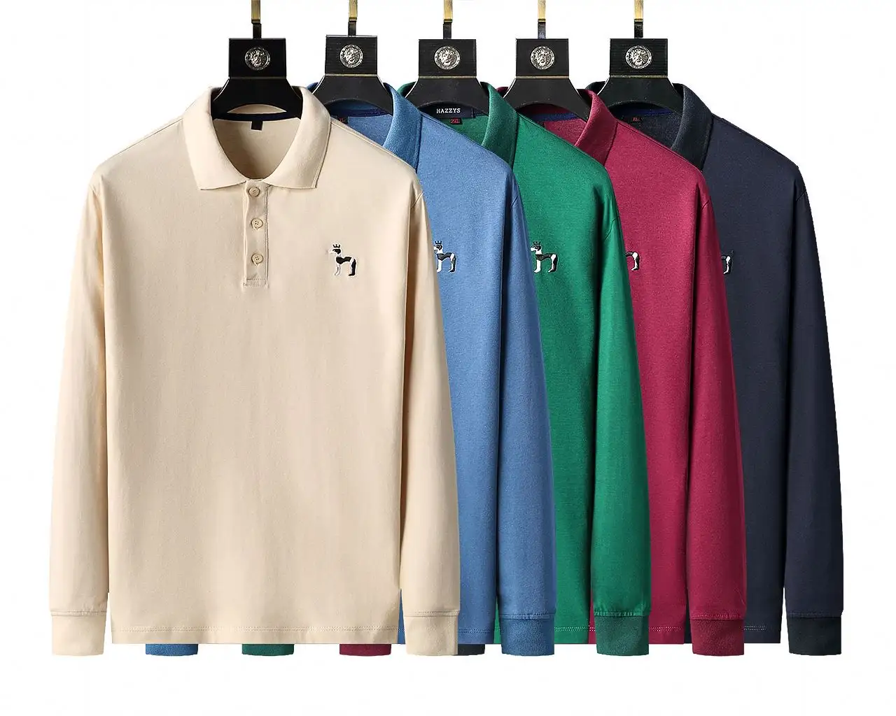 Chemises polo de golf pour hommes, logo brodé personnalisé, haute qualité, broderie pour hommes, manches longues, coupe ajustée, extensible et décontracté