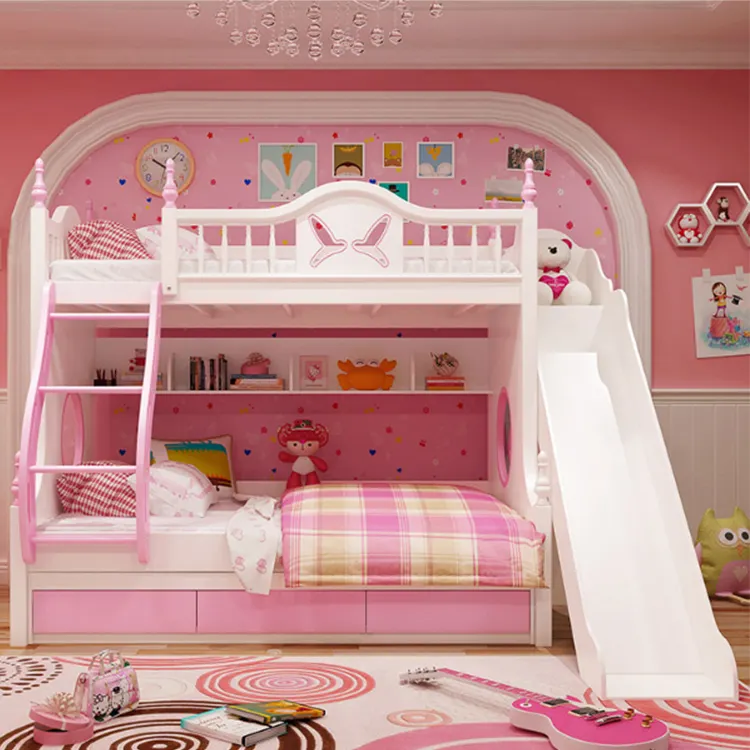 Mobiliário infantil rosa da qualidade da cama de coelho de madeira para crianças