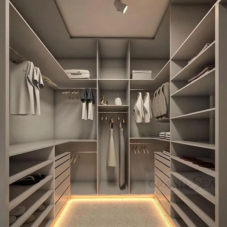 Modern luxury customized floor to ceiling walk in closet solid wood leather closets modular walk in bedroom wardrobe