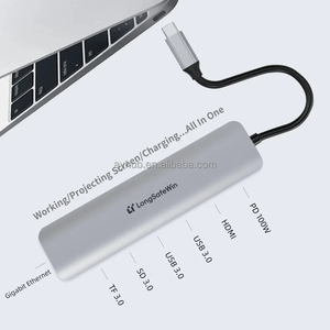 Hub Usb 7 in 1 per Laptop USB3.0 x2 + Video 4K + PD 100W + lettore di schede SD/TF + Docking Station Ethernet RJ45 Gigabit - Product Image 1