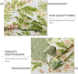 Bán Buôn Màu Xanh Lá Cây Lá Và Hoa Đảo Ngược Mềm Nhẹ Khăn Trải Giường Trải Giường Cho Tất Cả Các Mùa - Product Image 5