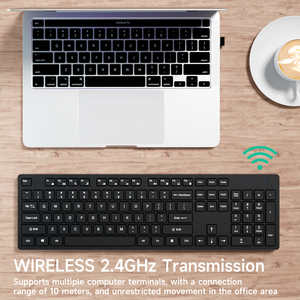 Teclado de ordenador silencioso de oficina de 104 teclas de tamaño completo y 2,4G, combinación de teclado y ratón inalámbrico Multimedia para PC, tableta y portátil