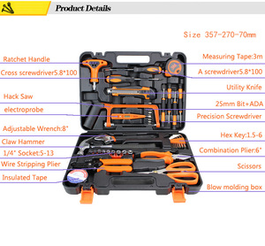 Caja de moldeo por soplado de plástico de 46 piezas, juego de herramientas de mano de hardware de regalo DIY con herramientas de precisión - Product Image 5