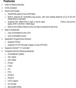 ACR122U NFCスマートカードリーダーライターISO14443プログラマーライター (SDK Android 13.56Mhz RFIDタグおよびNFCステッカーリーダーライター付き) - Product Image 4