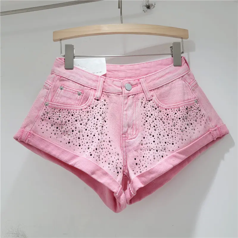 X13116C Hot Diamond Denim shorts 2024 verano Mujer vintage stretch sexy short jeans