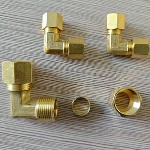 Fit 1/<strong>4</strong>&quot; X 1/<strong>4</strong>&quot; 3/8&quot; X 3/8&quot; 1/2&quot; X 1/2&quot; <strong>Tube</strong> <strong>OD</strong> 90 Degree Elbow Compression Union Brass Pipe Fitting Connector - Product Image 6