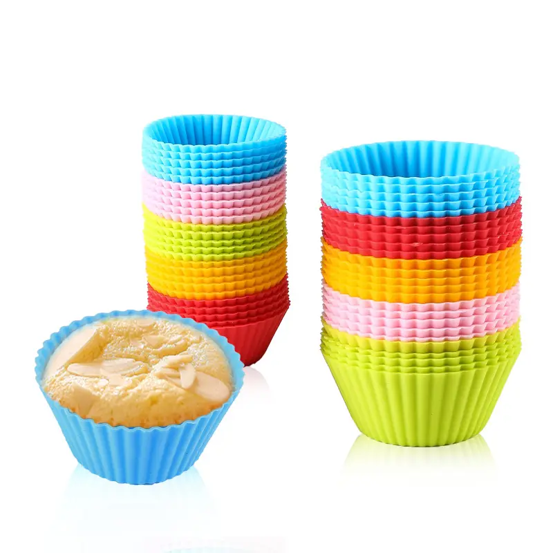 Gobelets à muffins en Silicone réutilisables, antiadhésif, transparent, tasse à gâteau, sans BPA, doublures de Cupcake, 2 pièces