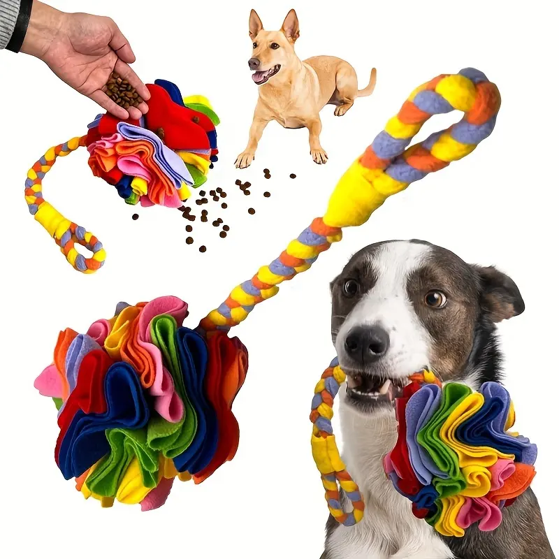 गर्म बिकने वाला पालतू पहेली स्निफ़िंग बॉल खिलौना रस्सी के साथ कुत्तों के लिए इंटरैक्टिव फूड डिस्पेंसर खिलौना स्नफ़ल बॉल खिलौने को प्रोत्साहित करें