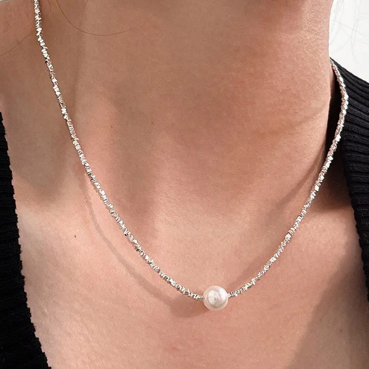 Personalizzato all'ingrosso irregolare S925 925 Sterling Silver Pearl Fine Fashion Jewelry Chocker collana braccialetto per le donne Lady
